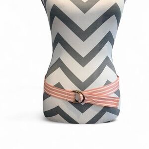 Striped Pink Belt with Gold Buckle
